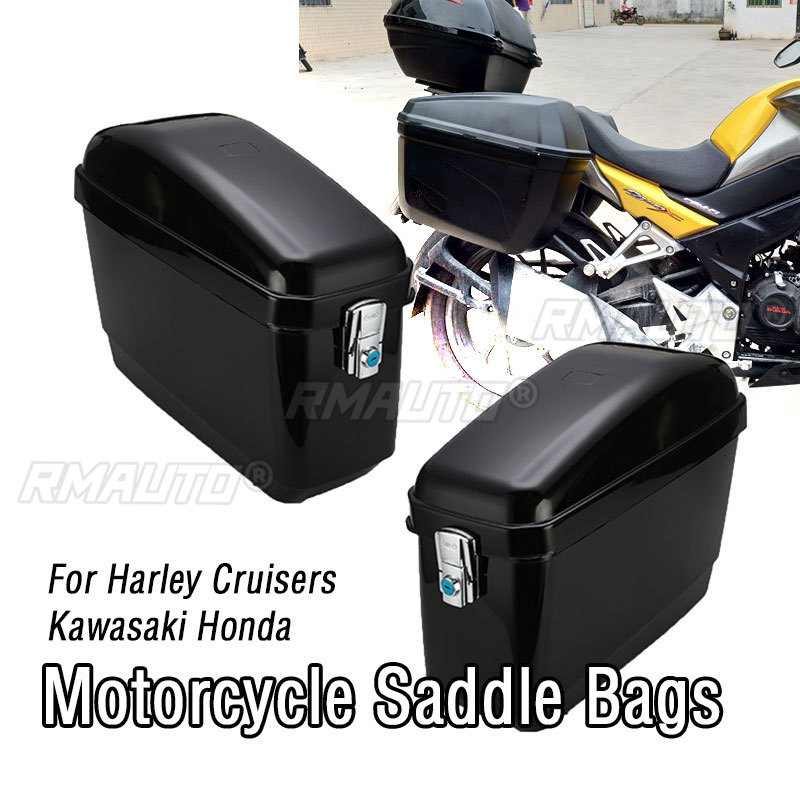 Motorcycle Saddlebags Hard Luggage Panniers - 1쌍 유니버설 30L 블랙/화이트 오토바이 사이드