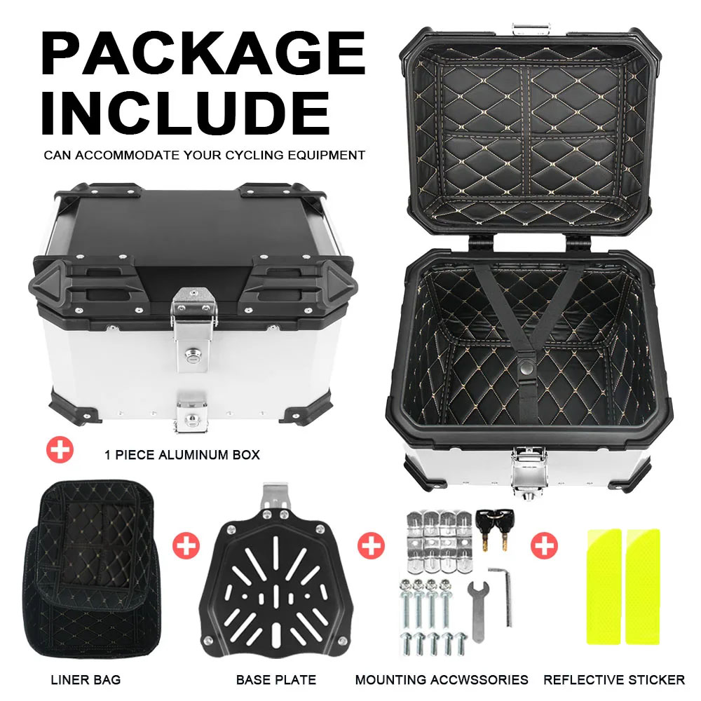 Aluminum Top Case Luggage Box 45L 55L - 45L, 55L, 65L 용량의 범용형 탑