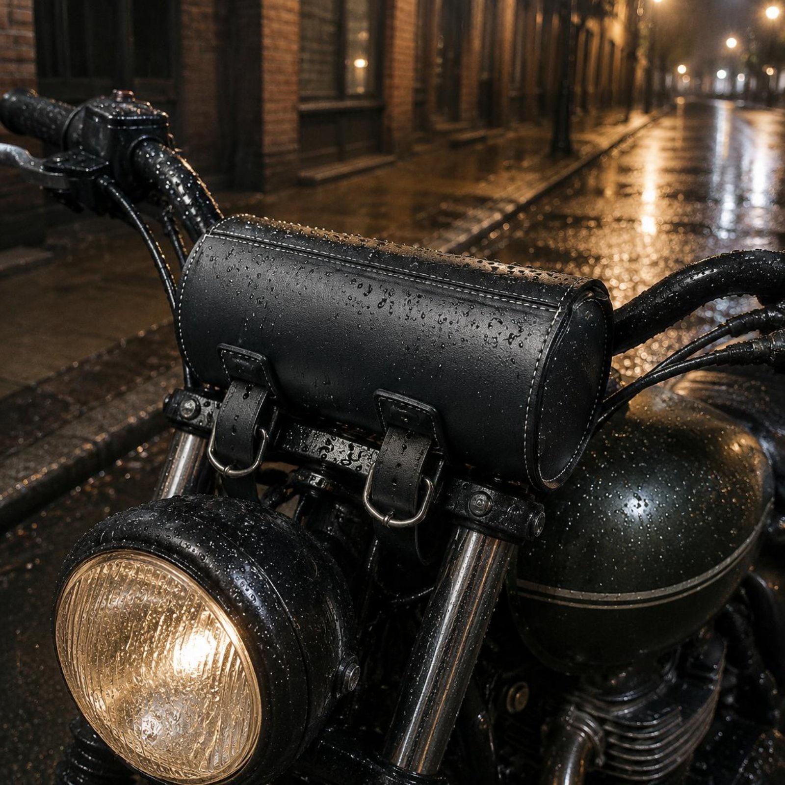 Waterproof Motorcycle Handlebar Bag Pouch - 빈티지 가죽 오토바이 가방 내마모성 빈티지