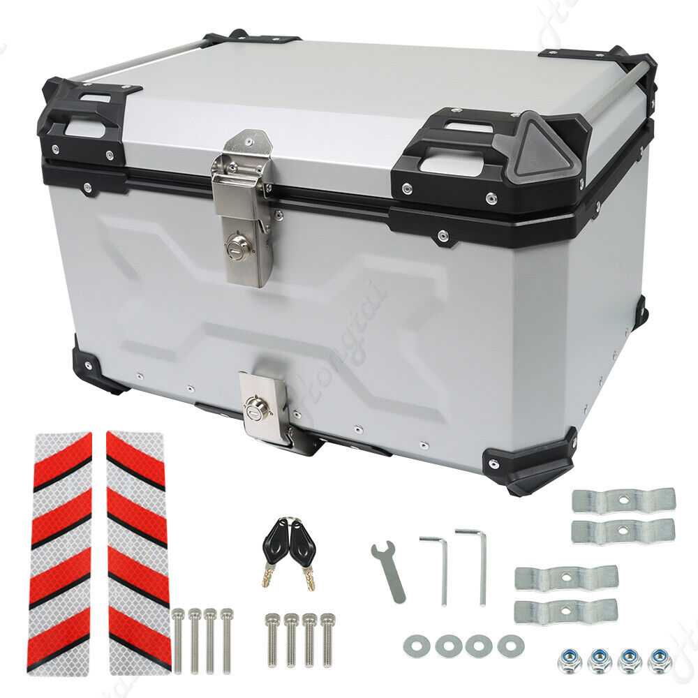 알루미늄 소재의 65L 오토바이용 탑 케이스, 방수 기 - Aluminum Top Case Luggage Box 45L 55L 리뷰 및 가격
